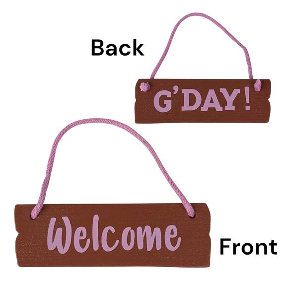 NEW American Girl Kira Comfy Platform WELCOME SIGN G’DAY Reversible Hanging Art - Picture 10 of 10